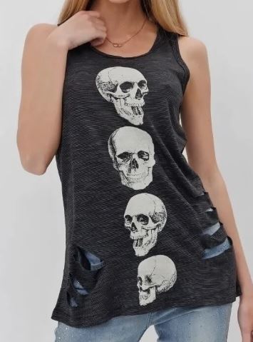 Vocal Skull Distress Tank