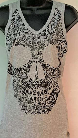 Vocal Grey Bling Skull Top