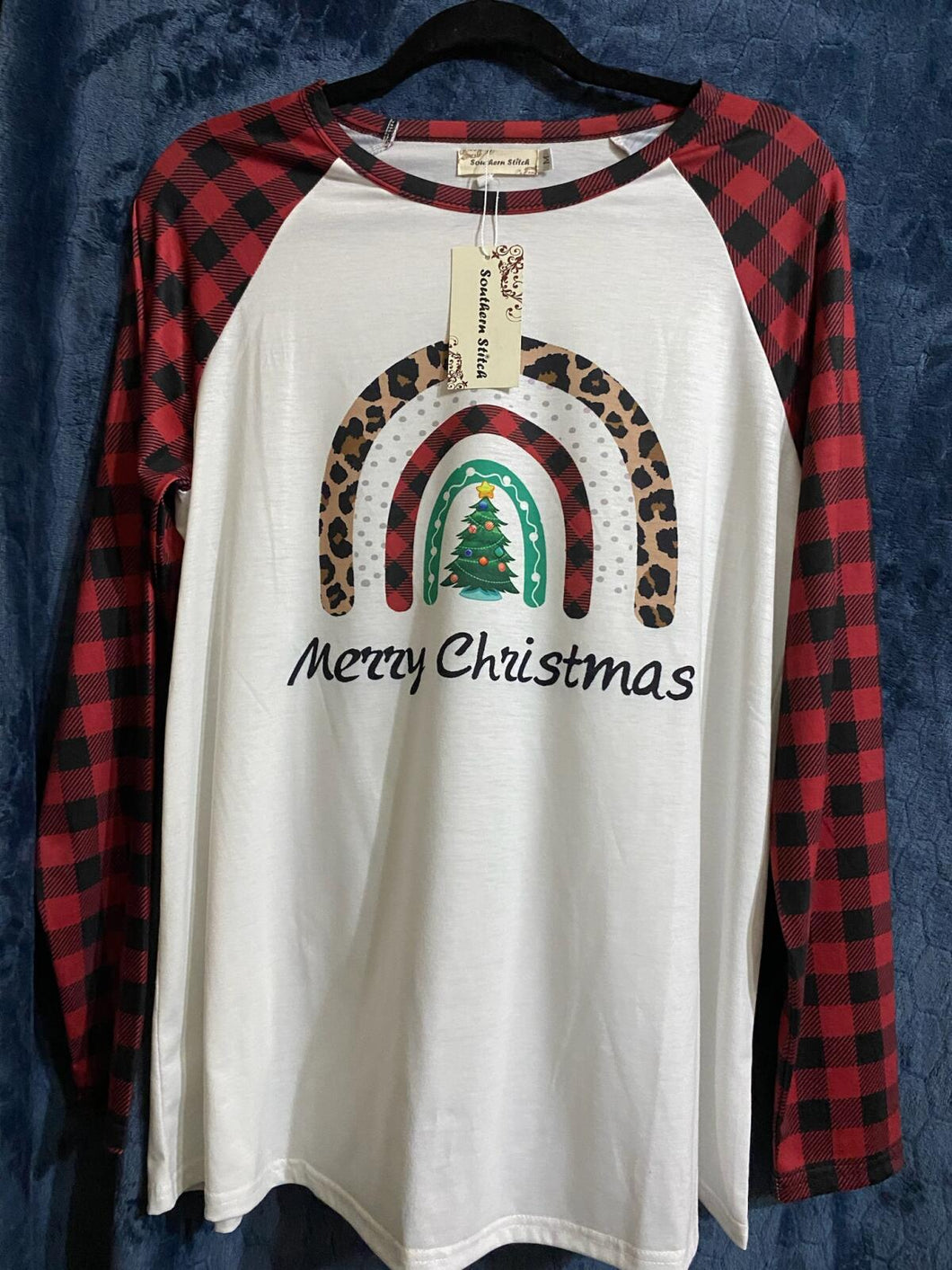 MERRY CHRISTMAS PLAID TOP